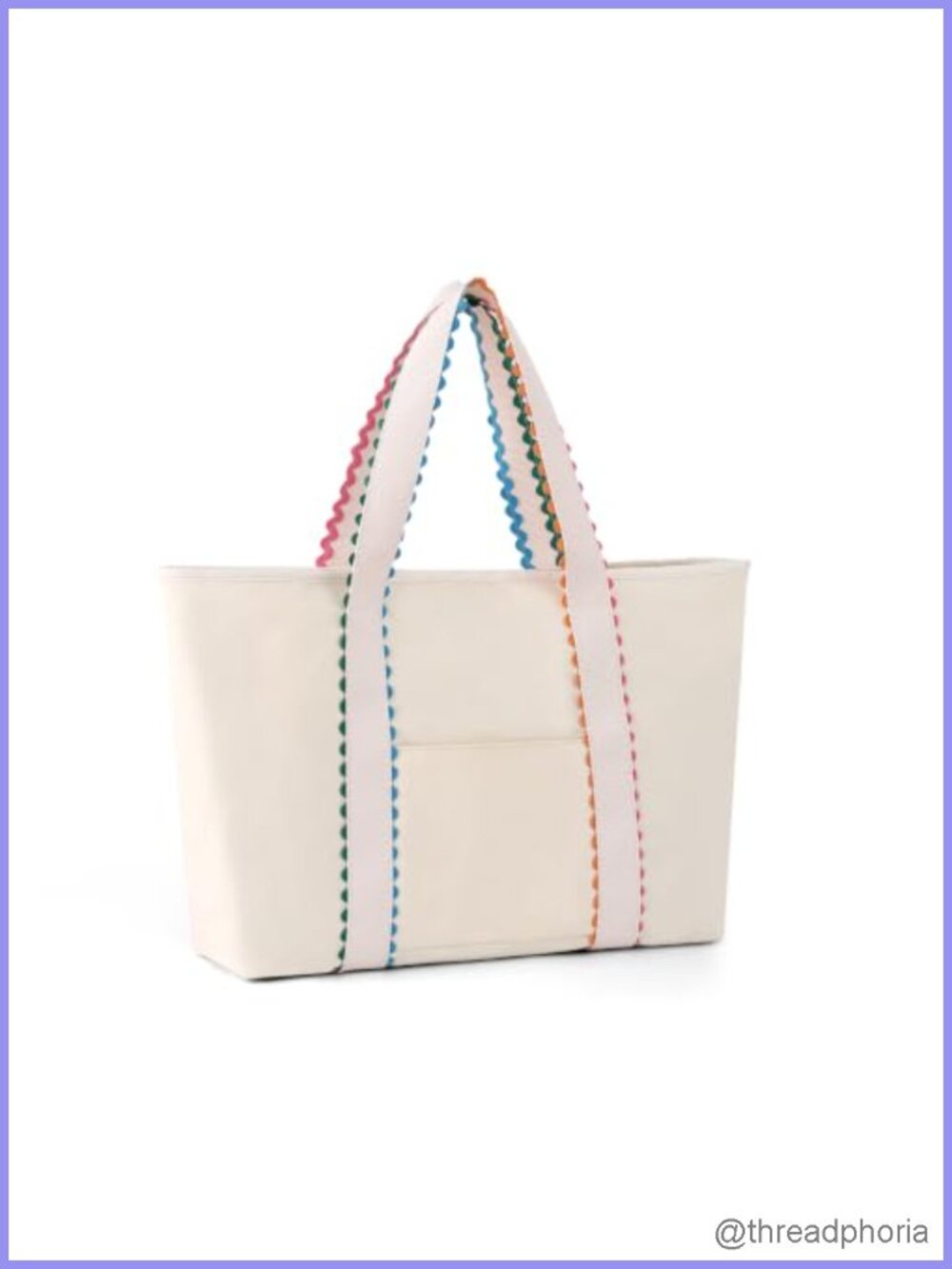 Rainbow Rick Rack Trim Cotton Canvas Tote Bag